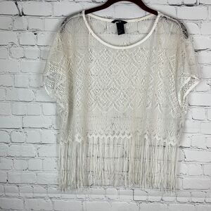 H&M Lace Fringe Crop Top Size Small